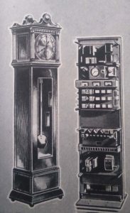 Left: The grandfather pendulum clock; Right: A quartz crystal clock
