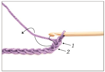 Insert your hook through the second stitch