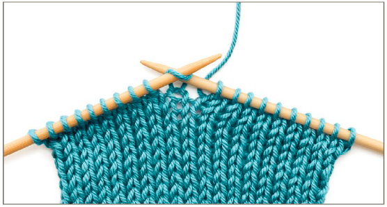 Stocking stitch is formed by working a row of knit