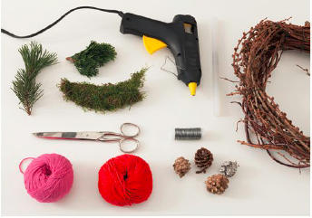 Things you will need for making Pompom door wreath