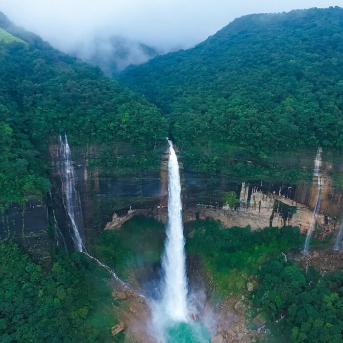 Nohkalikai Falls near Cherrapunji, Meghalaya - Monsoon Destinations in India