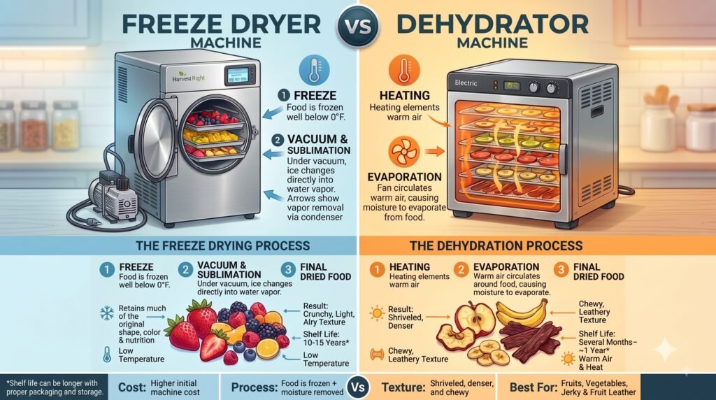 Freeze dryer versus dehydrator