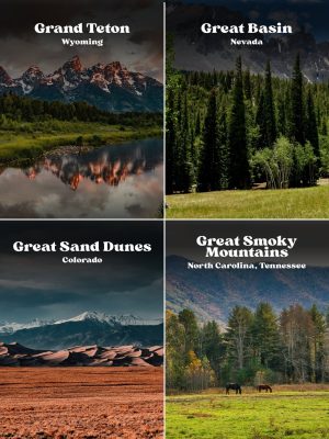 Grand Teton, Great Basin, Great Sand Dunes, and Great Smoky Mountains