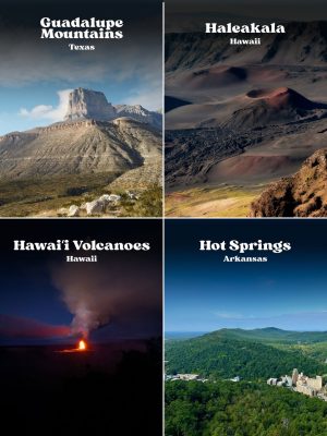 Guadalupe Mountains, Haleakalā, Hawai'i Volcanoes, and Hot Springs