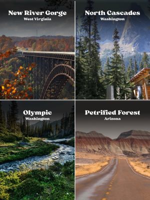 New River Gorge, North Cascades, Olympic, and Petrified Forest
