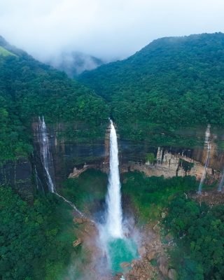 Nohkalikai Falls near Cherrapunji, Meghalaya - Monsoon Destinations in India