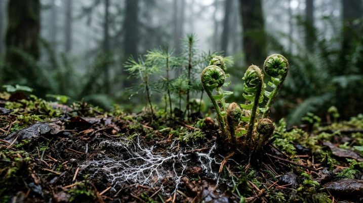 Young ferns unfurling